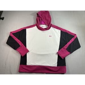 Under Armour Pink Black Colorblock Hoodie Womens Small Loose Fit